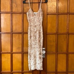 Gold crushed velvet maxi dress